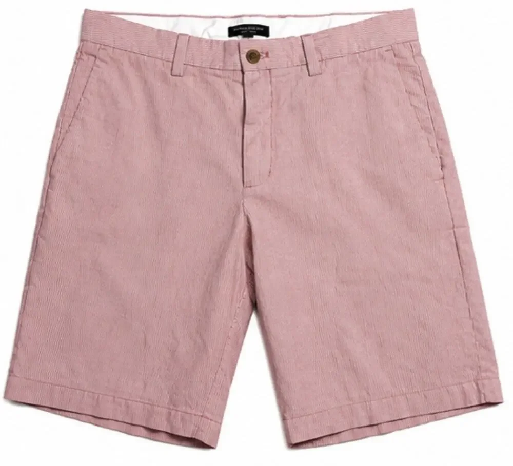 Banana Republic Aiden Shorts Mens 33 Pink Seersucker Stripe Flat Front NWT